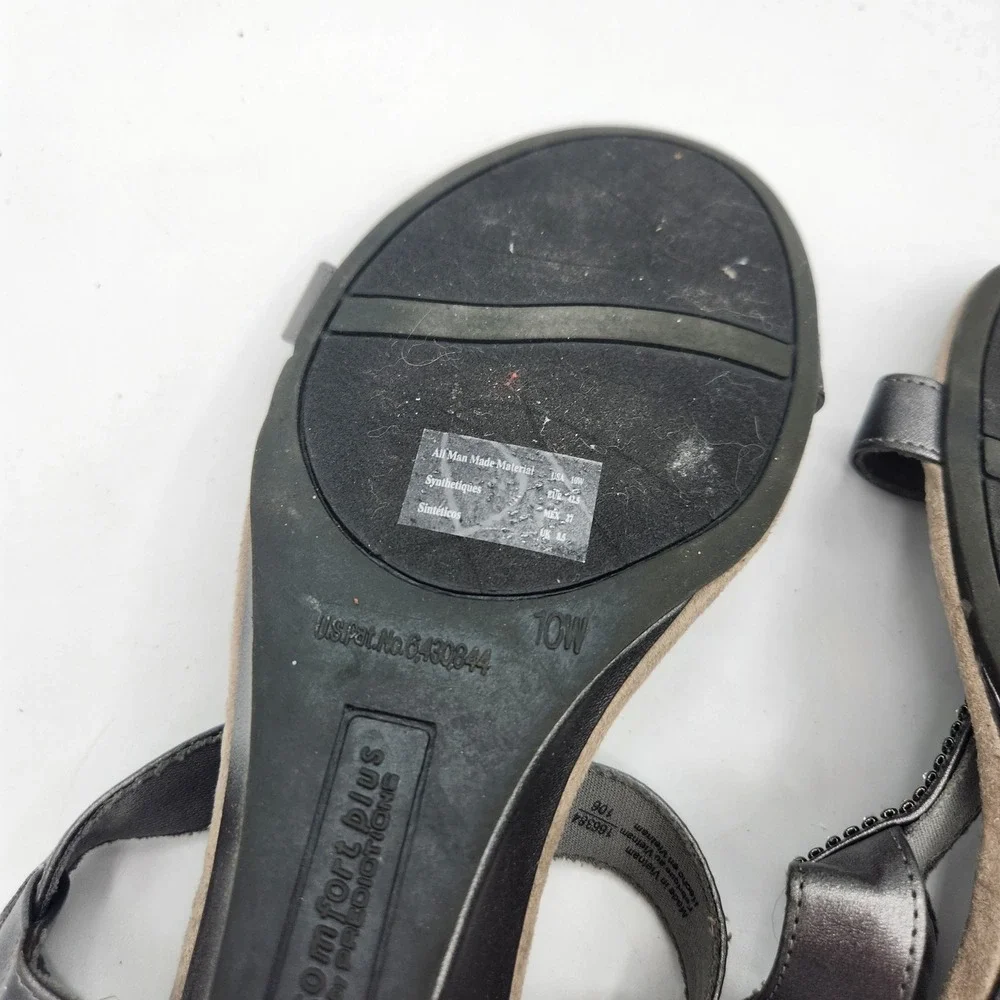 Comfort Plus Predictions Women's‎ Gray Rhinestone Wedge Sandals Size 10W